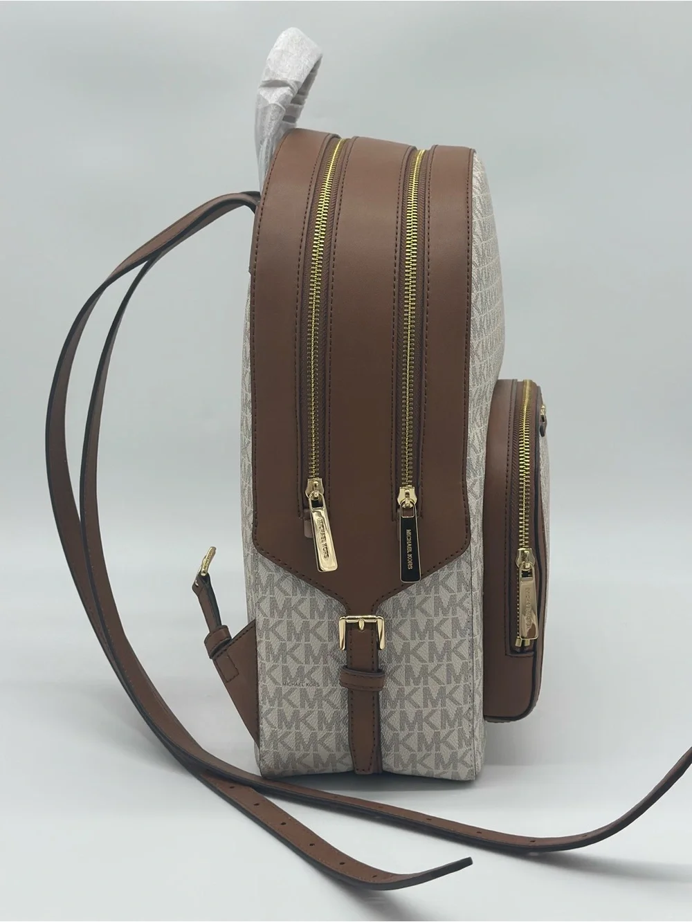 Michael Kors Beige and Brown Signature MK Backpack